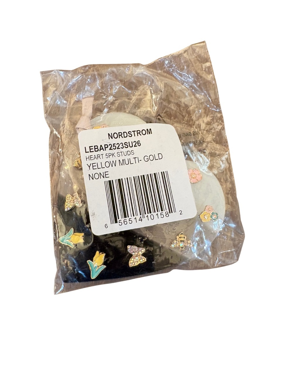 Nordstrom Leith $48 NWT Heart w/ 5-Pack Stud Earring Set Flower, Butterfly, Bee